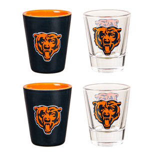 EVERGREEN ENTERPRISES, INC 4 Piece Chicago Bears Ceramic and Glass 2oz. Shot/Shooter Set in Gift Box