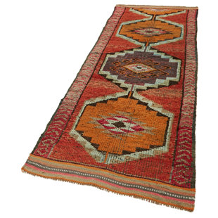 ISABELLINE Sherish Orange Vintage Wool Handmade Area Rug