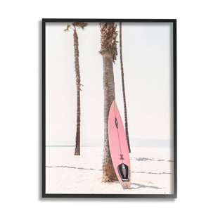 STUPELL INDUSTRIES " Pink Surfboard On Coast " by Sisi And Seb