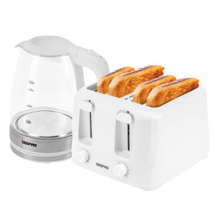 Geepas 4 Slice Bread Toaster & 1.7L Illuminating Electric Glass Kettle Set