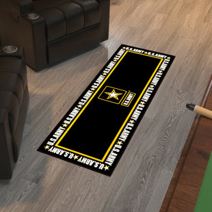 OTTOMANSON US ARMY Washable Non-Slip Runner Rug For Bedroom, Kitchen, , Black/Yellow