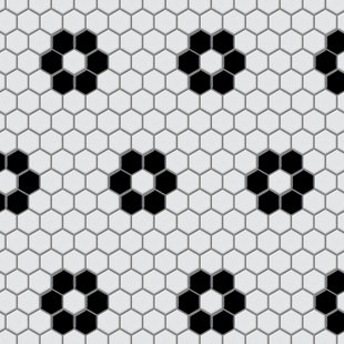 MEROLA TILE Metro 1" Hex Glossy White with Flower 10-1/4 in. x 11-7/8 in. Porcelain Mosaic Floor and Wall Tile