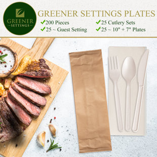 GREENER SETTINGS Disposable Dinner Plate (Set of 125)