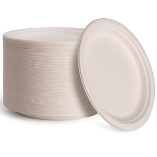 GREENER SETTINGS Compostable Disposable 9 inch Paper Dinner Plate (Set of 125)