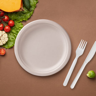 GREENER SETTINGS Compostable Disposable Paper Dessert Plates (Set of 150)
