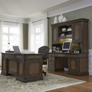 LIBERTY FURNITURE Amelia 3 Solid Wood Arch Executive Desk Office Set with Hutch