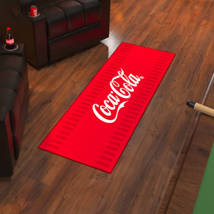 OTTOMANSON Coke Man Cave Bedroom Kitchen Coca-Cola Red Bottle Border Washable Non-Slip 2 x 5 Runner Rug, Red