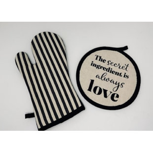 Drew DeRose Designs Striped Cotton Potholder & Oven Mitt Set