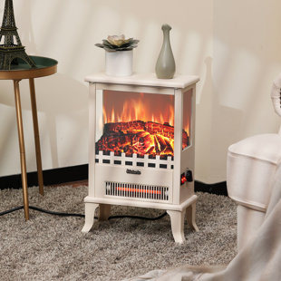 TURBRO Infrared Electric Fireplace Stove, 19" Freestanding Stove Heater with 3-Sided View, Realistic Flame