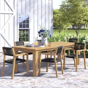 THREE POSTS™ Morones Rectangular Reclaimed Teak 6 Person Indoor Outdoor Dining Set