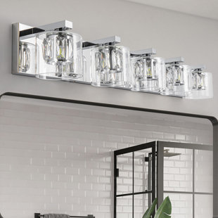 EVERLY QUINN Delvon 5-Light Bathroom Dimmable Vanity Light Clear Glass & Crystal