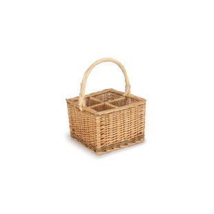 ALPEN HOME Wicker 4 Bottle Drinks Carrier Basket