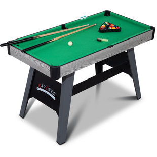 RayChee 48" Portable Pool Table Billiard Table with 2 Cue Sticks, Balls, Triangle, Chalk, Brush