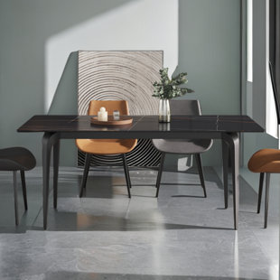 ORREN ELLIS Yianna Modern Stone Dining Table for Modern Kitchen Living Room, Home and Office