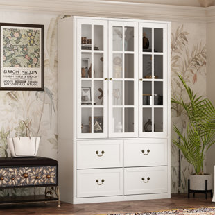 MORINOME 78.7'' H Solid + Manufactured Wood Display Case