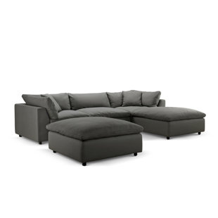 ABBYSON HOME Jojo Fletcher Luxe Gray Nubuck Leather 5Pc Sectional Set