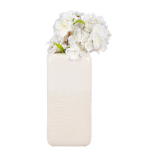 EBERN DESIGNS Modern Squared Grooved Ceramic Vase