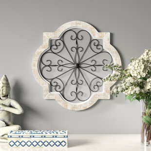 LAUREL FOUNDRY MODERN FARMHOUSE® Wooden Scroll Home Wall Decor with Metal Scroll Work