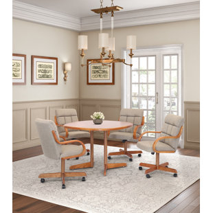 CASTER CHAIR COMPANY 5-Piece Double-Pedestal Caster Dining Set