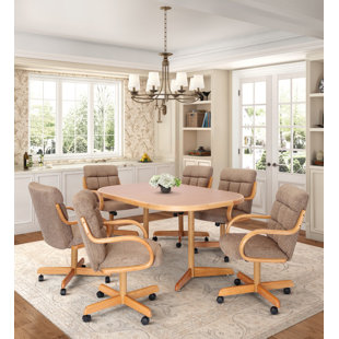 CASTER CHAIR COMPANY 7-Piece Extendable Double-Pedestal Caster Dining Set