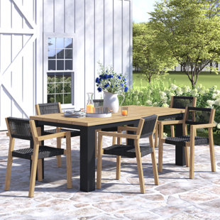 THREE POSTS™ Morones Rectangular Reclaimed Teak 6 Person Indoor Outdoor Dining Set