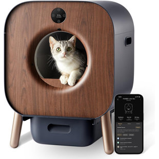 WAVEFLOWER Enclosed Self-Cleaning Litter Box with Scoop