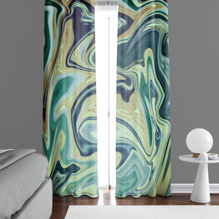 DEJA BLUE STUDIOS Abstract Semi-Sheer Curtain Panels (Set of 2)