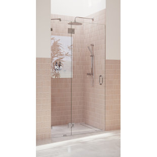 GLASS WAREHOUSE Halo 38.5 in. x 78 in. Frameless Glass Hinge Shower Door