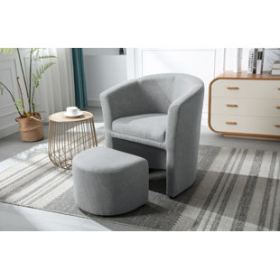 PORTHOS HOME Adela Fabric Upholstered Barrel Accent Chair with Ottoman