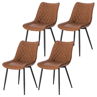 CORRIGAN STUDIO Set Of 4 Dining Room Chairs, Kitchen Chair, Cushioned Chair, Design Chair, With Backrests With Fabric Seat And Metal Frame (Set of 4)
