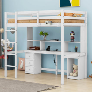 Harison 3 Drawer Loft Bed with Bookcase by Harriet Bee