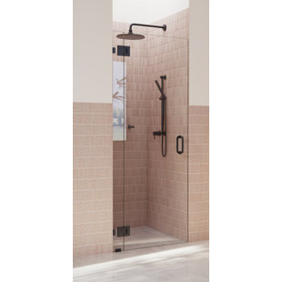 GLASS WAREHOUSE Halo 34.25 in. x 78 in. Frameless Glass Hinge Shower Door
