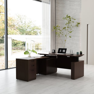 INBOX ZERO Negin 66.93'' Height Adjustable L-Shaped Executive Desk
