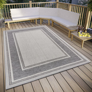 HANSE HOME Cast In- & Outdoor Teppich Wetterfest – Modernes Muster, Flachgewebe, Balkon, Garten – Beige Grau