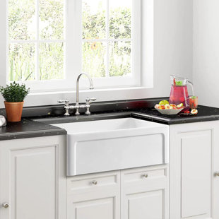 ELLAI Farmhouse Sink 33” White Fireclay Apron Front Single Bowl Undermount Kitchen Sink Reversible