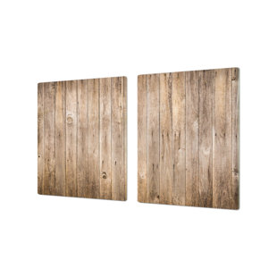 FESTIVE FIT HOME Cooktop Protector Noodle Board - Light Wood Grain Tempered Glass Gas & Electric Cooktop Cover Charcuterie Board