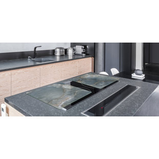 FESTIVE FIT HOME Stove Top Cover - Blue/Gray Marble Glass, Gas and Electric Cook Top Cover, Charcuterie Board