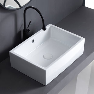 ERIDANUS Dublin 510mm x 310mm White Rectangular Countertop Bathroom Basin Sink with Overflow