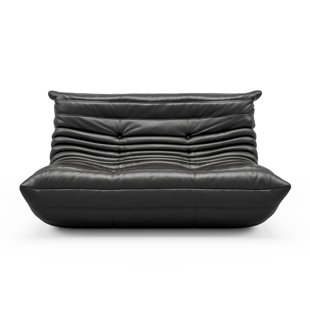 TRULE Armless Large Faux Leather 2-Seat Bean Bag Sofa