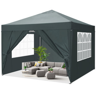 DREAMDWELL HOME 10 Ft. x 10 Ft. Easy up Outdoor Waterproof Pop-Up Canopy Tent with 4 Sidewalls for Parties, Picnic