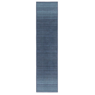 TOWN & COUNTRY LIVING TOWN & COUNTRY BASICS Layne Everwash Non-Slip Backing Area Rug Navy Blue/Blue