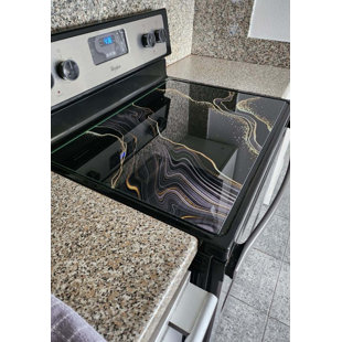 FESTIVE FIT HOME Stove Top Cover - Black Giltz, Gas and Electric Cook Top Cover, Noodle Board