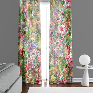 DEJA BLUE STUDIOS Floral Semi-Sheer Curtain Panels (Set of 2)