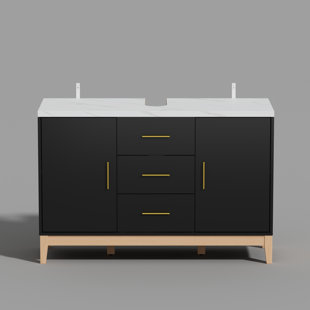 MOONQUAKE 47.2'' Single Bathroom Vanity Base Only in Black/Natural