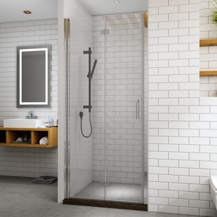 ORGANNICE 34"-35 1/2" W x 72" H Folding Frameless Glass Shower Door Pivot Swing