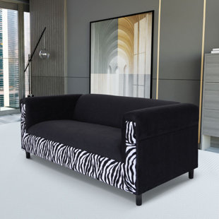 COAST TO COAST SOFAS Broadway Modern Black Velvet Sofa Couch for Living Room, Bedroom with Solid Wood Frame
