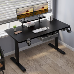 INBOX ZERO Lasherrie Height Adjustable Standing Desk With A Layer