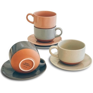 QXXSJ Mora Ceramics 8oz Cappuccino Mug Set