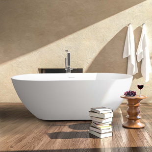XSPRACER 29.5'' x 59'' Freestanding Soaking Solid Surface Bathtub