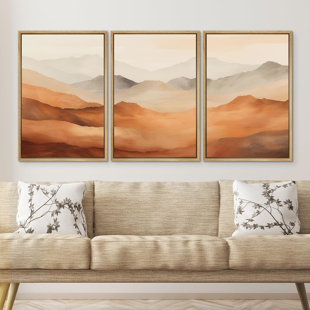 IDEA4WALL Abstract Landscape " Abatract Shapes Med-Century " 3 - Pieces